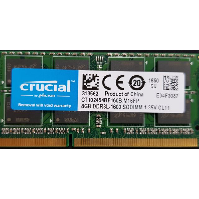 !8GB DDR3L 1600 SODIMM DRAM MODULE Micron美光 CL11 1.35V筆記型記憶體