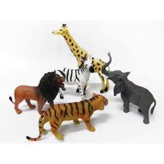 超大號 仿真動物 草原動物世界 (5入套) 獅子/大象/老虎/斑馬/長頸鹿 仿真動物模型 硬質塑膠 草原動物包