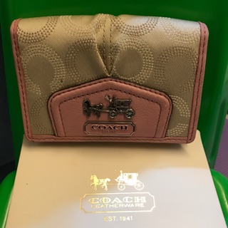 COACH MADISON 歐普C壓紋粉色卡夾 卡片夾 正品