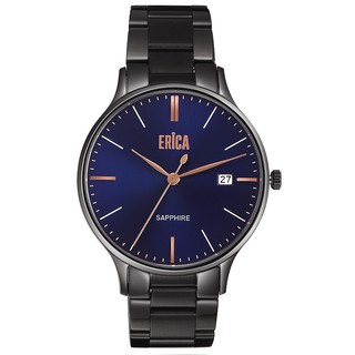 ERICA 凝光系列三針不鏽鋼藍寶石鋼帶錶-黑藍38MM(ER-20-BB)