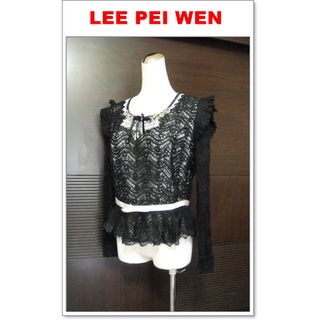 全新 設計師品牌LEE PEI WEN 絲絨袖拼接蕾絲上衣-11