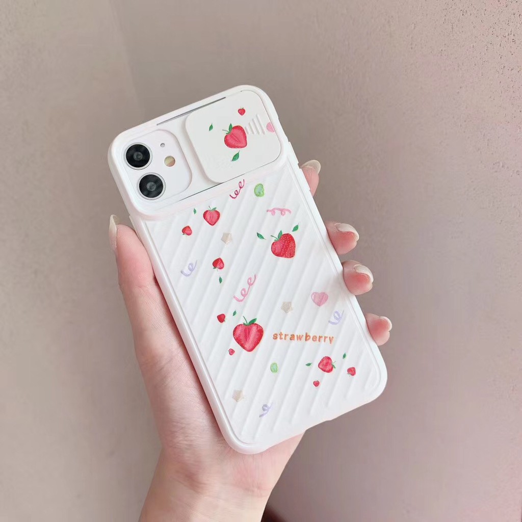 Iphone 6 6s Se手機殼7 8 Plus X Xs Max Xr 11 Pro Ins草莓桃桃鏡頭推拉 蝦皮購物