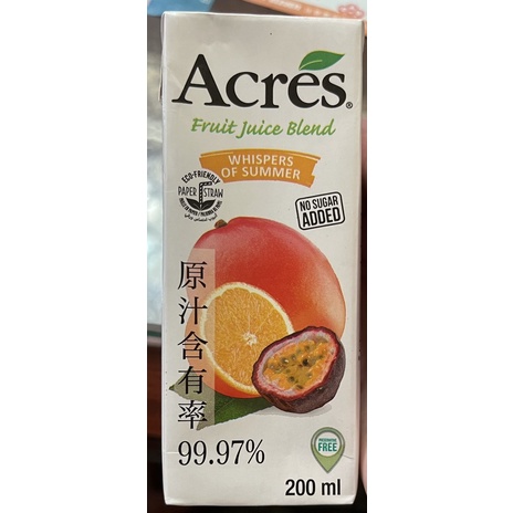Acres 柳橙百香果綜合果汁會田嗎