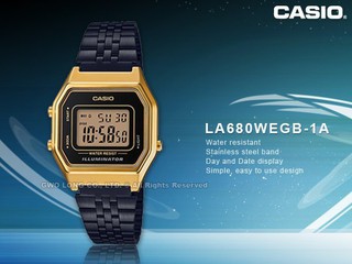 CASIO卡西歐 LA680WEGB-1A 時尚 電子男錶 不鏽鋼 LED背光照明 LA680WEGB