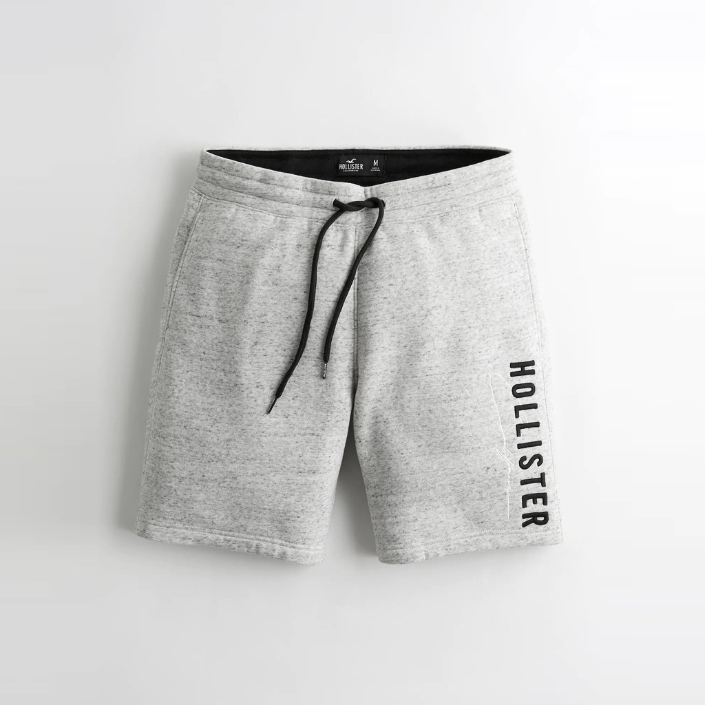 【HOLLISTER Co.】【零碼L】HC男款棉短褲直黑字混灰 F02210506-01