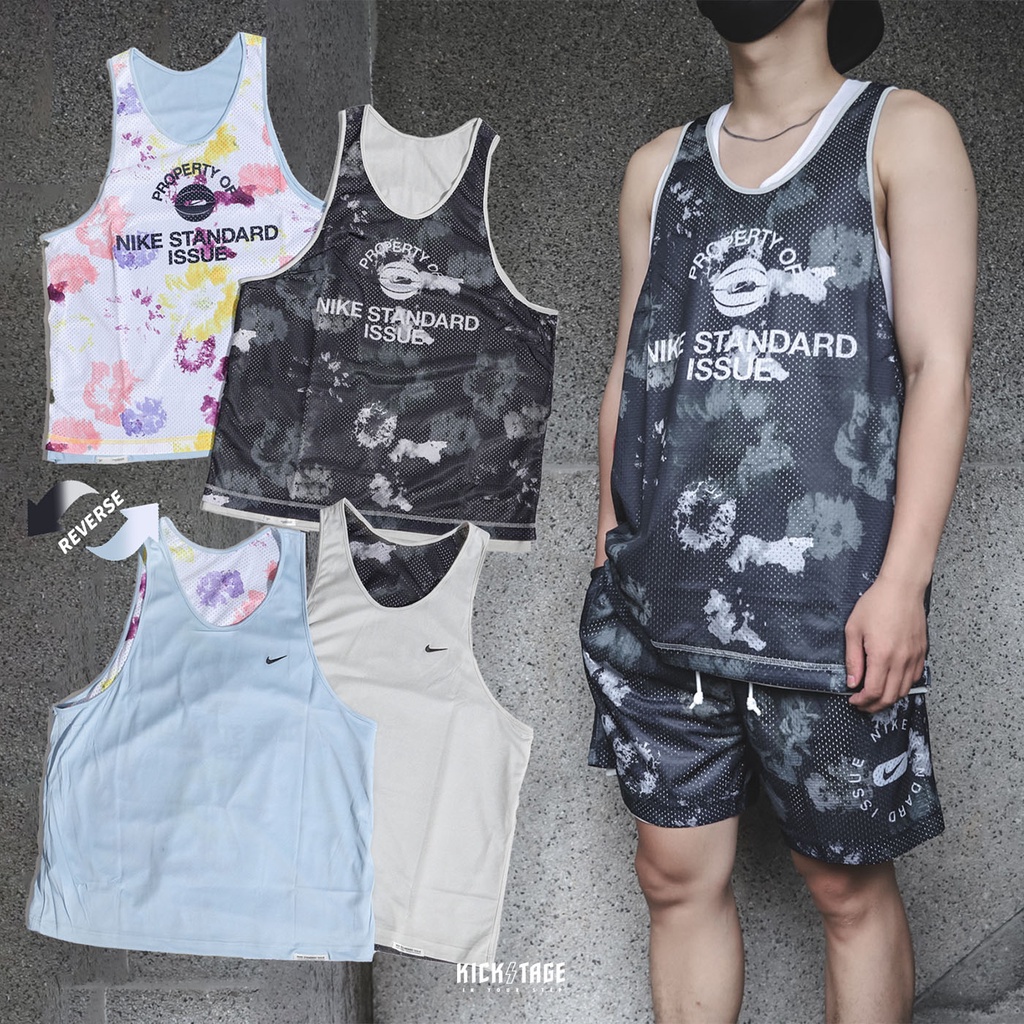 NIKE STANDARD ISSUE 白色 黑色 渲染 快乾 雙面穿 球衣 籃球背心 男款【DH7434-073】KS