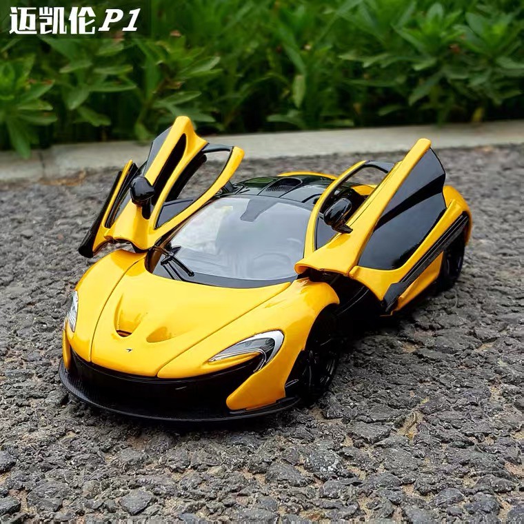 1:24 邁凱倫 麥拉倫P1 仿真金屬賽車 超級跑車 高檔合金車模 玩具車 汽車模型 回力帶聲光開門裝飾收藏擺件生日禮物