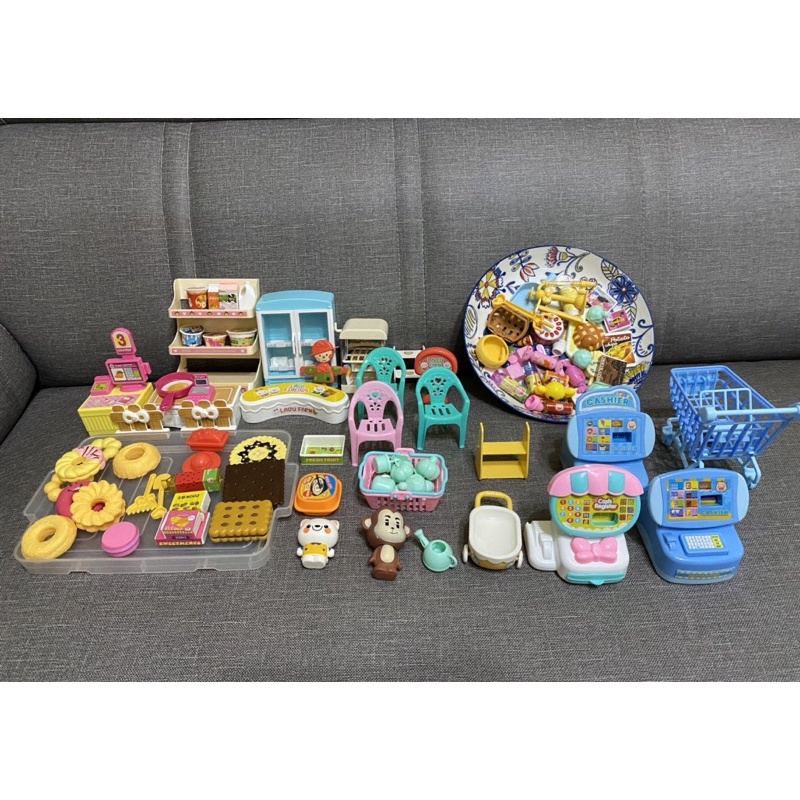 二手 玩具 （全部合售200元）過家家 糖果 超商 甜甜圈 購物車 收銀機 餅乾