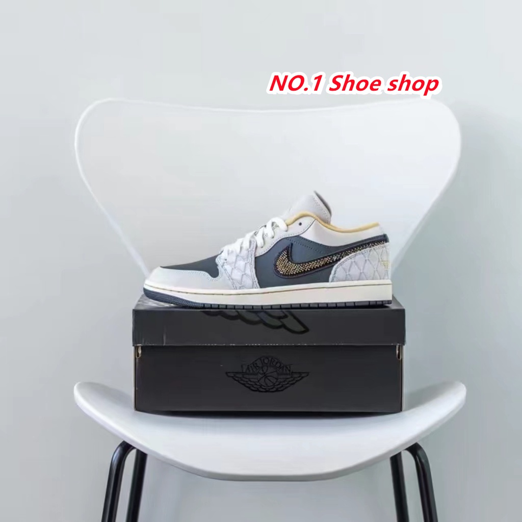 ★免運★ Air Jordan 1 Low 彩色串珠 aj1 黑灰金 黑灰 絲綢 緞面 絨毛 DV1762-001