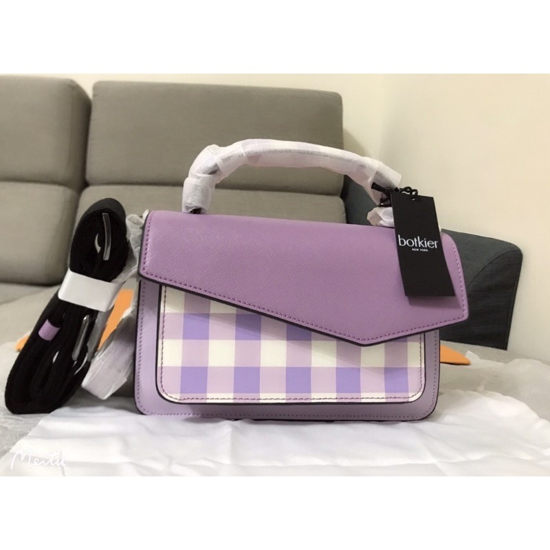 Botkier(全新正品）紫白格紋風琴包