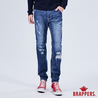 BRAPPERS 男款 HM-中腰系列-全棉直筒垮褲-藍