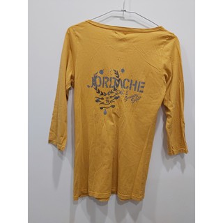 美國 jordache 芥末黃上衣 七分袖 簡約 牛仔風