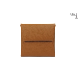 【巴黎站二手名牌專賣店】＊全新現貨＊HERMES愛馬仕真品＊Bastia系列牛皮暗釦零錢包 (焦糖色Y刻)
