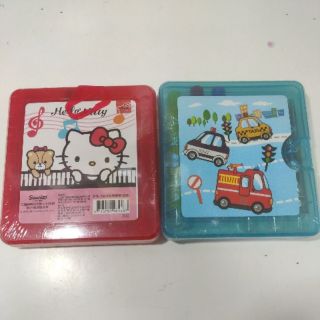 Hello Kitty凱蒂貓火車汽車車子16色胖旋轉蠟筆盒裝