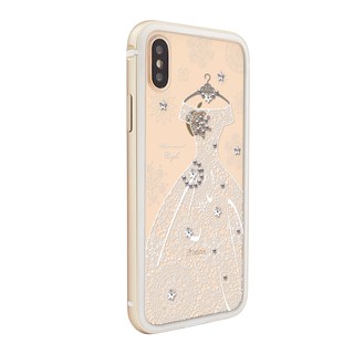 apbs iPhoneXS/iPhoneX 5.8吋施華彩鑽鋁合金屬框手機殼-金色禮服奢華版