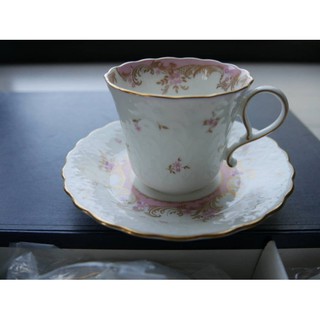 早期絕版品 全新 日本製名瓷~ 鳴海 NARUMI 骨瓷 粉紅&天藍小花系列~茶杯 咖啡杯 1杯1盤