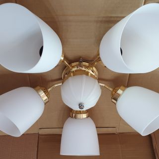 （吊扇專用燈具）臺灣製造的吊扇專用燈具青銅色/通用型吊扇燈具5+1燈 斜口塑膠燈罩
