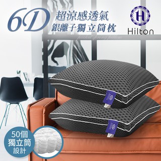 Hilton希爾頓 6D酷涼透氣銀離子抑菌獨立筒枕/鐵灰(B0109-A)