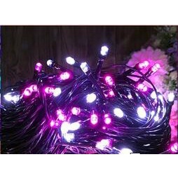 [嬌光照明] LED 聖誕燈 粉紫+白光 A款防水黑線110V 銅線燈 10米100燈 流星燈 冰條燈 網燈 批發