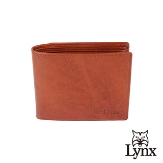 【Lynx】美國山貓J傑克系列牛皮6卡橫式短夾/皮夾-雙色咖 雙鈔/透明窗/大鈔位隱藏式暗袋 LY16-0J1-82