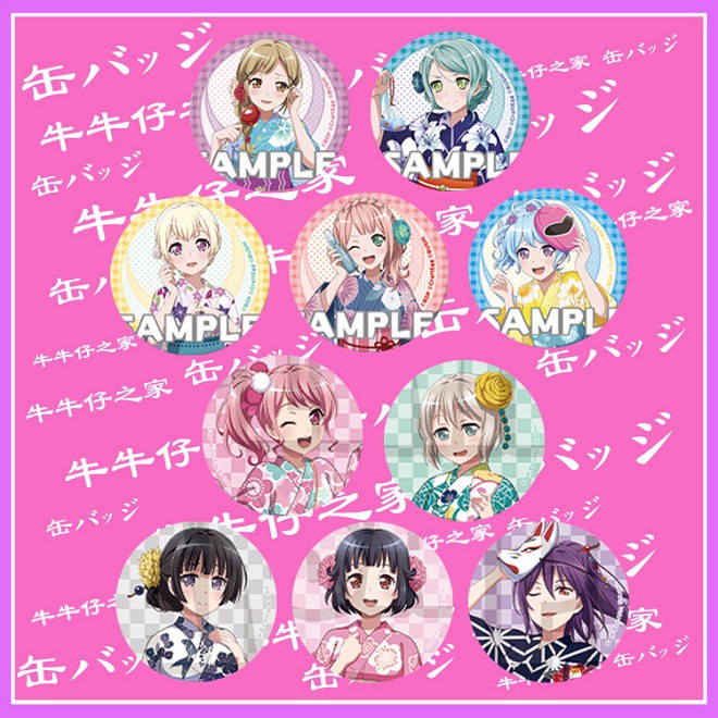 Bang Dream 少女樂團派對徽章市谷有咲冰川紗夜白鷺千聖松原花音青葉摩卡白金燐子丸山彩瀨田薰 蝦皮購物