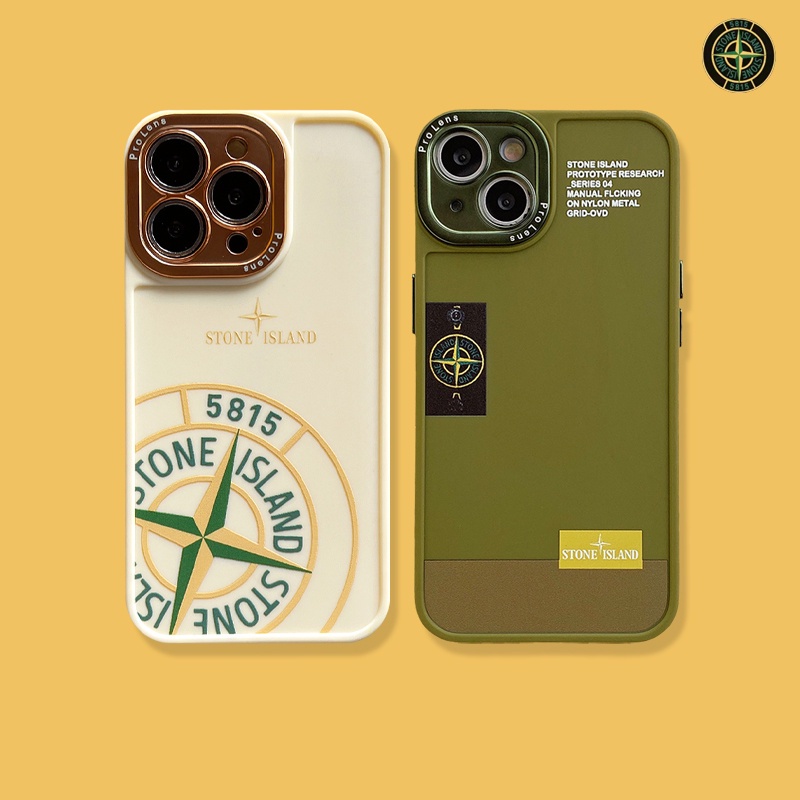 Trend Brand Stone Island 高品質外殼電鍍鏡框手機殼兼容 iPhone 14 11 12 13 P