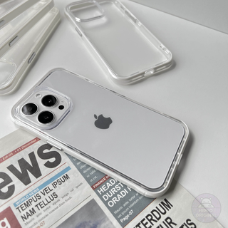 高級感 珍珠白邊框手機殼 適用iPhone 13 12 11 Pro Max XR XS X SE2 i13 i7 8