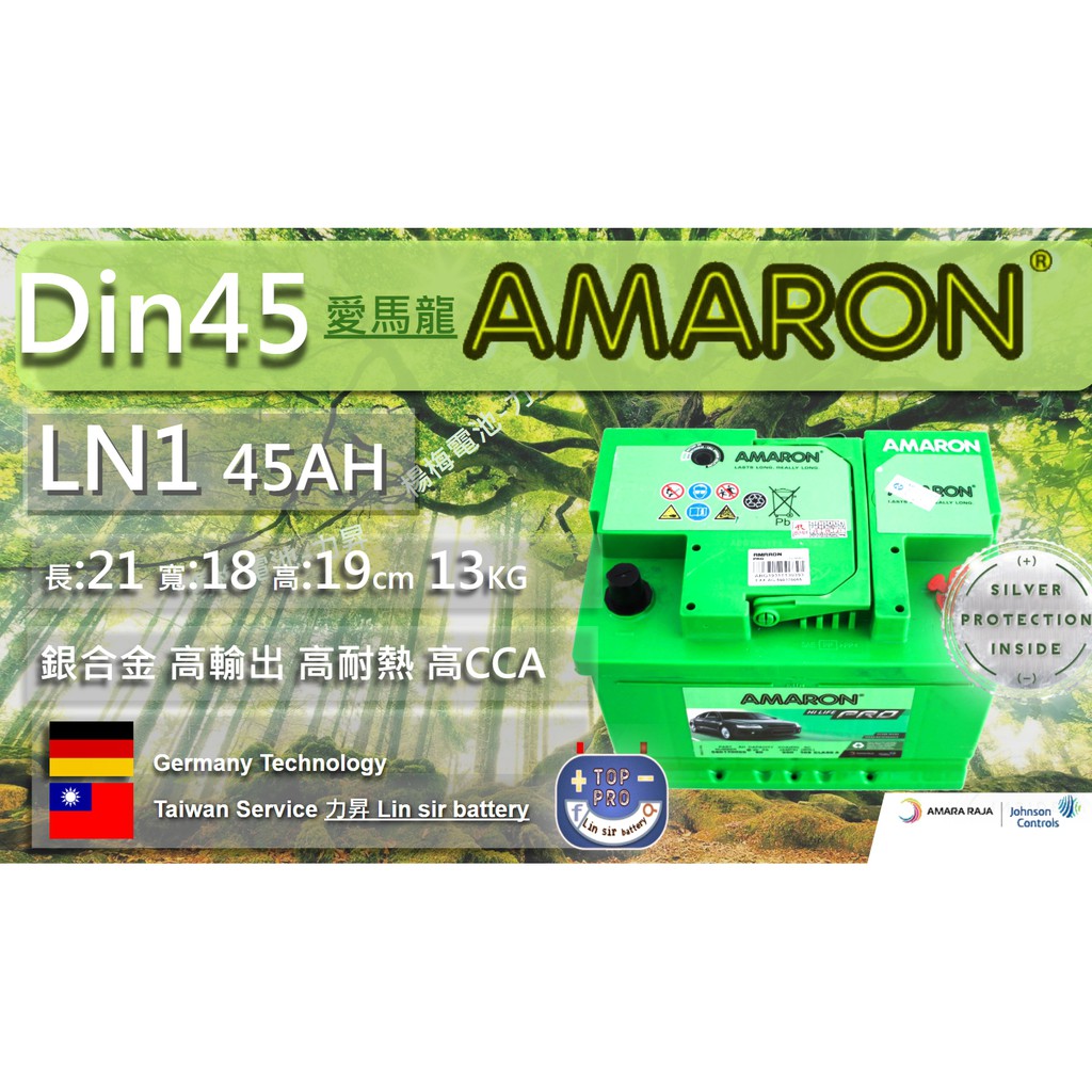 楊梅電池21公分LN1愛馬龍DIN45 AMARON PRO歐規汽車電池 545106036 54801 54459
