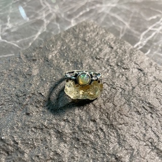 Opal 晶質白歐泊純銀戒指(2206R15) 蛋白石戒指