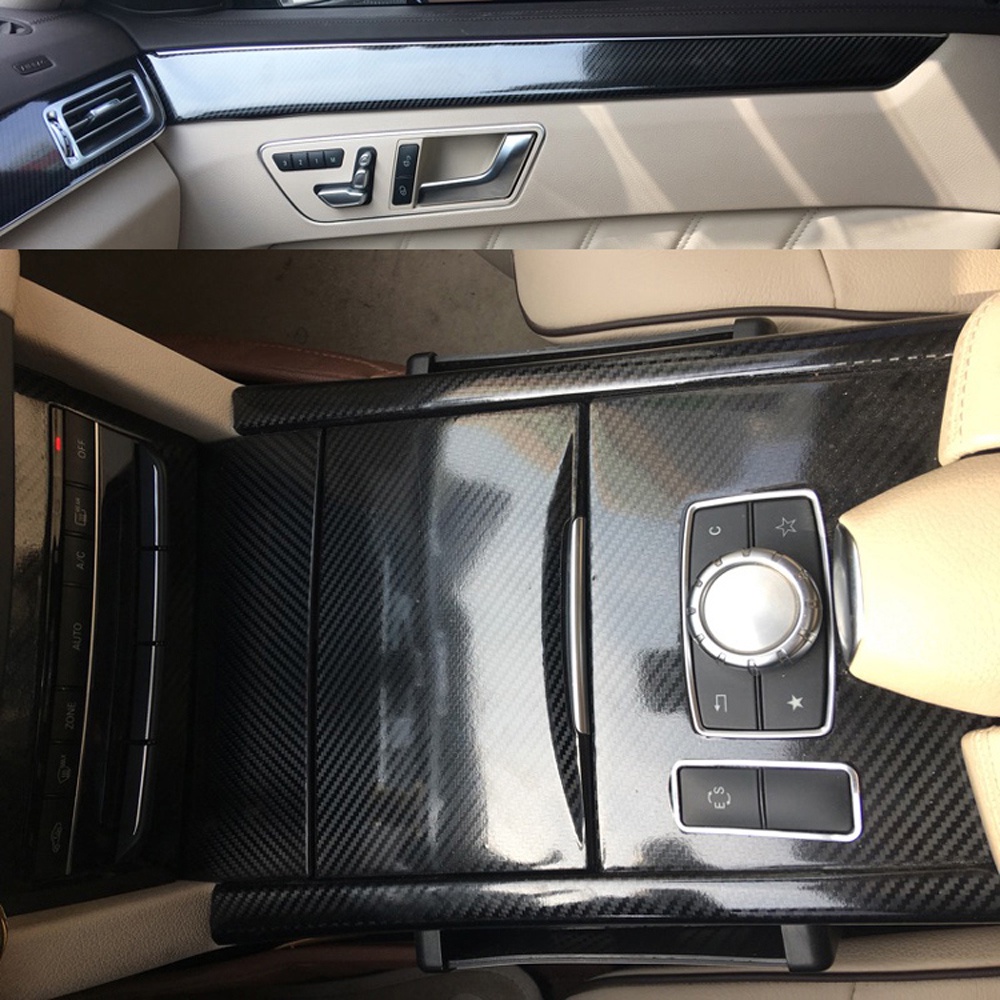 Mercedes-Benz W212 09-15年賓士E級內裝卡夢貼 中控排擋門板碳纖維裝飾貼膜改色