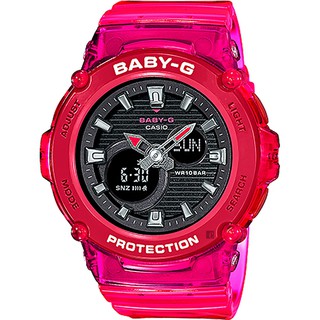 CASIO 卡西歐 Baby-G 果凍系酷炫計時手錶-火龍果紅 BGA-270S-4A