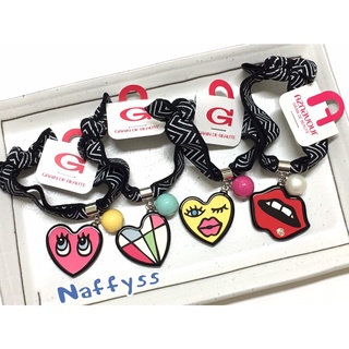 Naffyss✿韓國正品GRAIN de BEAUTE眼睛一亮圖騰紅唇愛心眼睛水鑽珍珠2way手鍊/髮束