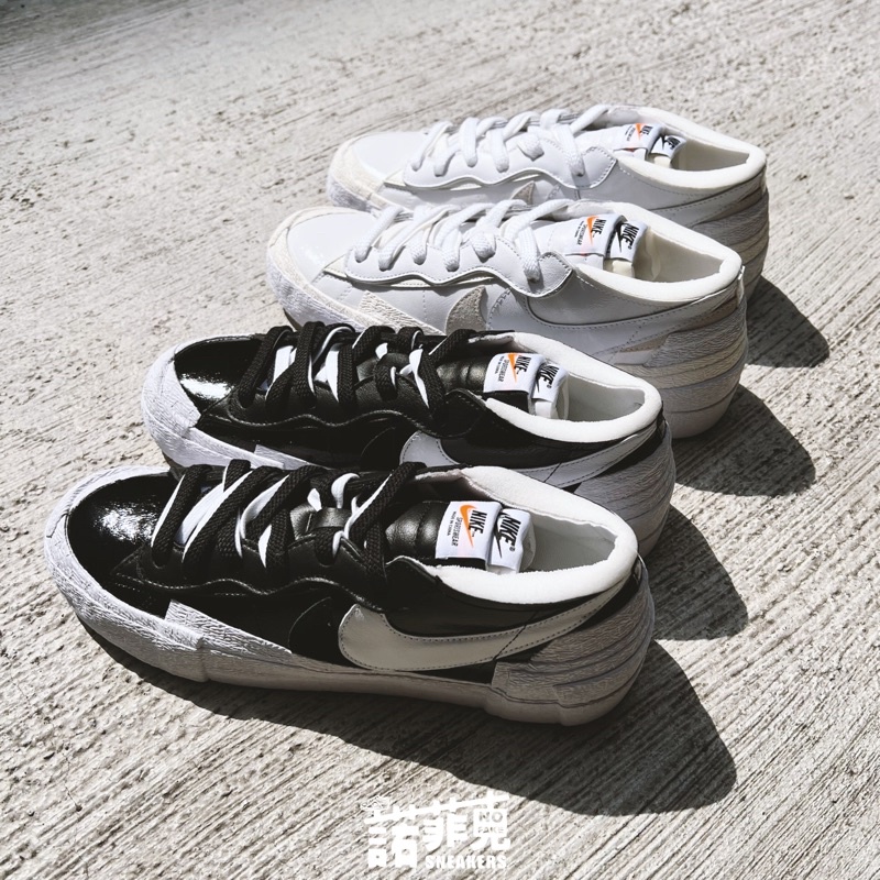 【 諾菲克 】Sacai x Nike Blazer Low 黑 / 白 休閒鞋 DM6443-001 / 100