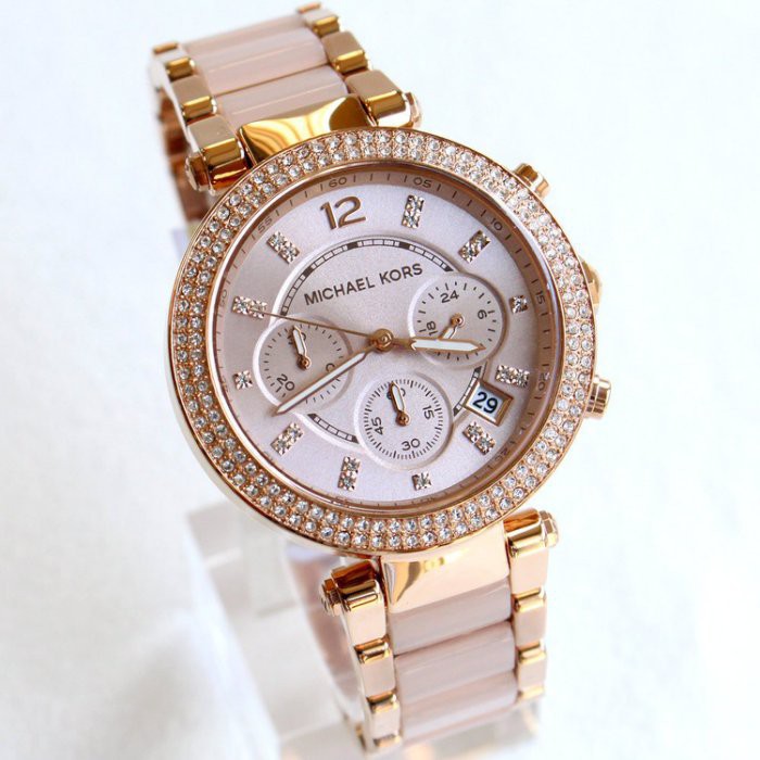 【歐買尬】MICHAEL KORS MK5896 手錶 Parker 39mm 玫瑰金 粉色 水鑽 女錶