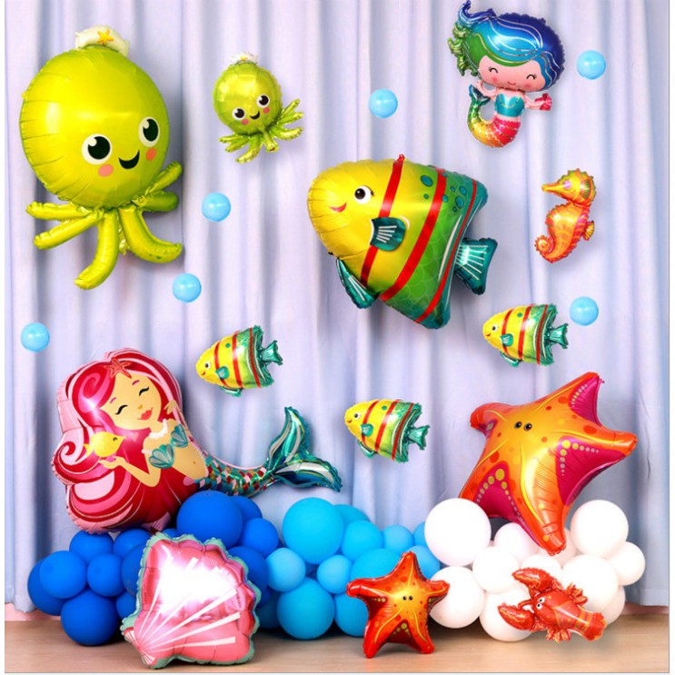 附發票 迷你 大尺寸 造型氣球 海洋主題鋁箔氣球 海洋世界海底世界 海洋動物 園遊會 生日氣球 派對 慶生 周年慶 魚