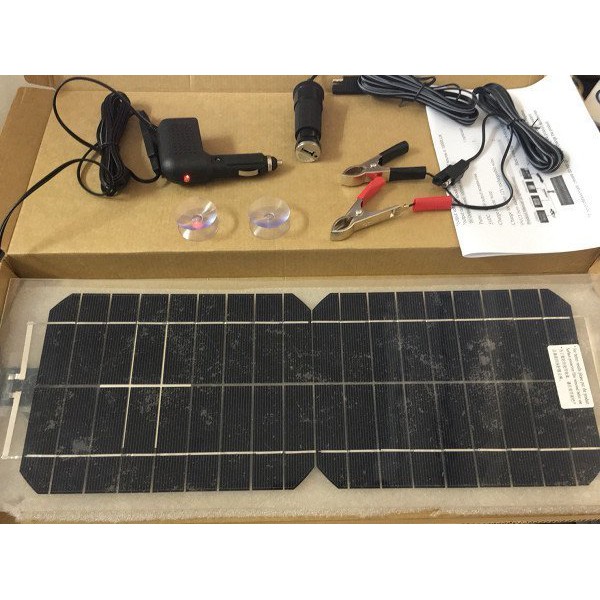 ☆四月科技能源☆10W透明半柔性太陽能汽車電池充電手機充電板大鱷魚夾A0068