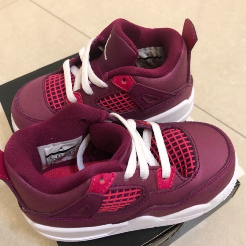 NIKE  Air Jordan 4  Retro  情人節 桃紫色 13CM 童鞋 全新正品 (BQ7672-661)