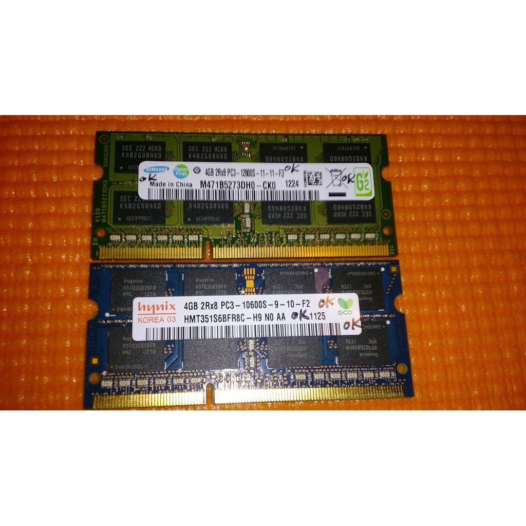 筆電用 hynix 4G DDR3 PC3-10600S  Samsung 4G DDR3 PC3-12800S
