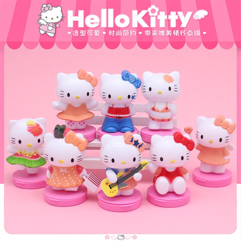 8 件套 Hello Kitty 模型旋律娃娃蛋糕裝飾旋律 KT 貓兒童生日蛋糕裝飾禮物