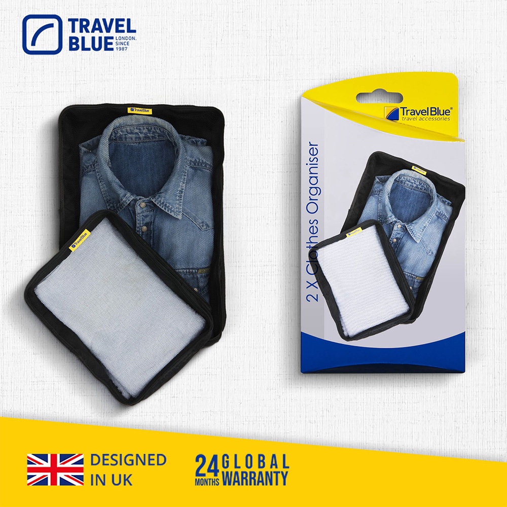 【Travel Blue 藍旅 】 衣物整理袋(大小各1/組)(黑色/白色) 衣物收納組 旅行配件 TB330