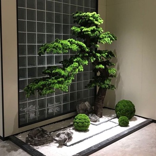 【模擬樹植物】假綠植盆栽 假樹模擬松樹迎客松羅漢松假松樹商場酒店裝飾造型迎客松景觀工程圍擋