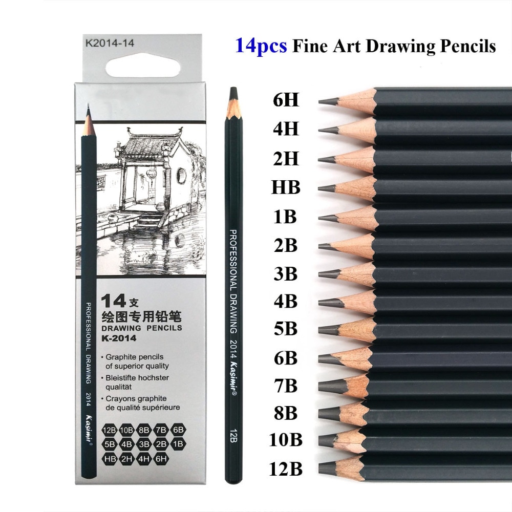 專業14 支素描鉛筆石墨木炭鉛筆繪圖筆6b 12b 筆套裝 蝦皮購物