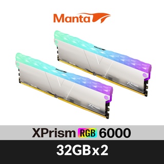 v-color全何 XPrism系列 海力士顆粒 DDR5 6000 64G(32GX2)RGB 桌上型超頻記憶體(銀)