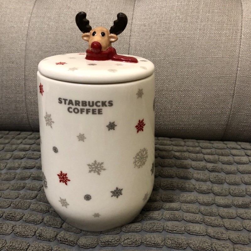 星巴克Starbucks馴鹿造型密封罐 耶誕節 聖誕禮物 陶罐