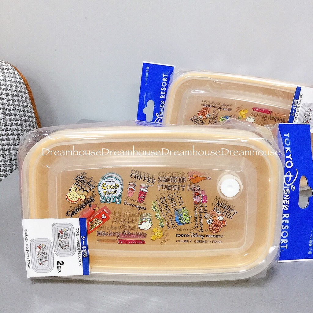 東京迪士尼 日本製 滿版 塗鴉 食物風 手繪風 米奇 三眼怪 麻糬 吉拿棒 披薩 可樂 刈包 鬆餅 便當盒 餐盒 保鮮盒