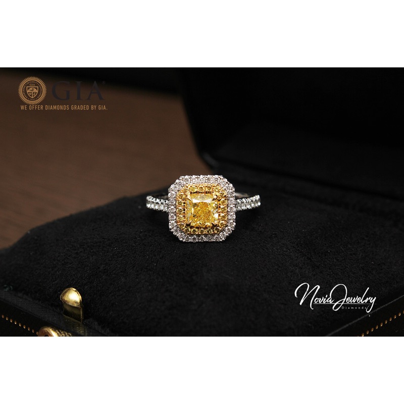 Gia 1 01克拉fancy Light Yellow 黃彩鑽戒指 蝦皮購物
