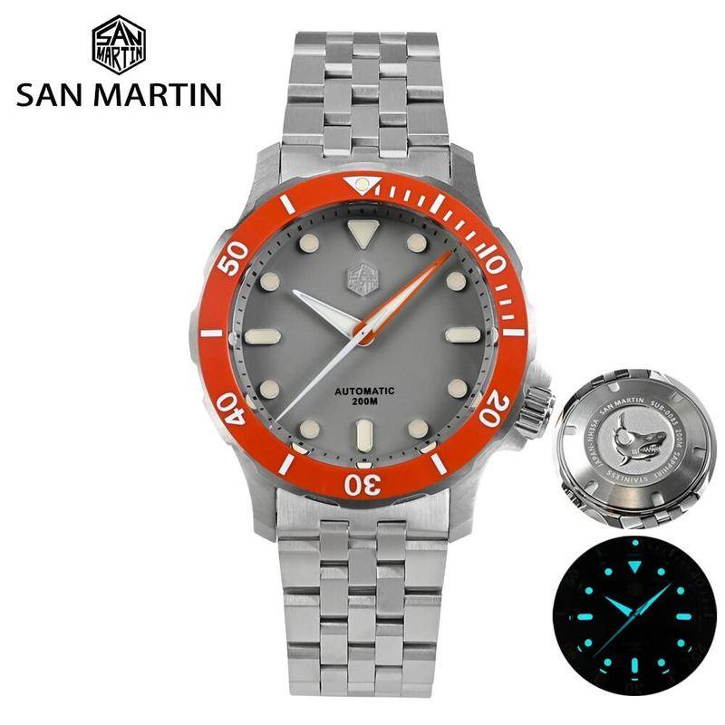 San Martin SN085-G 男士手錶 40 毫米設計 NH35 潛水運動豪華藍寶石自動機械手錶 20Bar 防