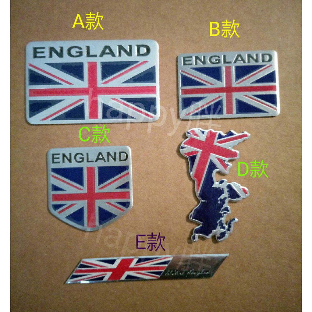 Happy胖-英國 ENGLAND國旗系列鋁貼  /國旗貼紙/車貼  英格蘭 Mini 鋁貼