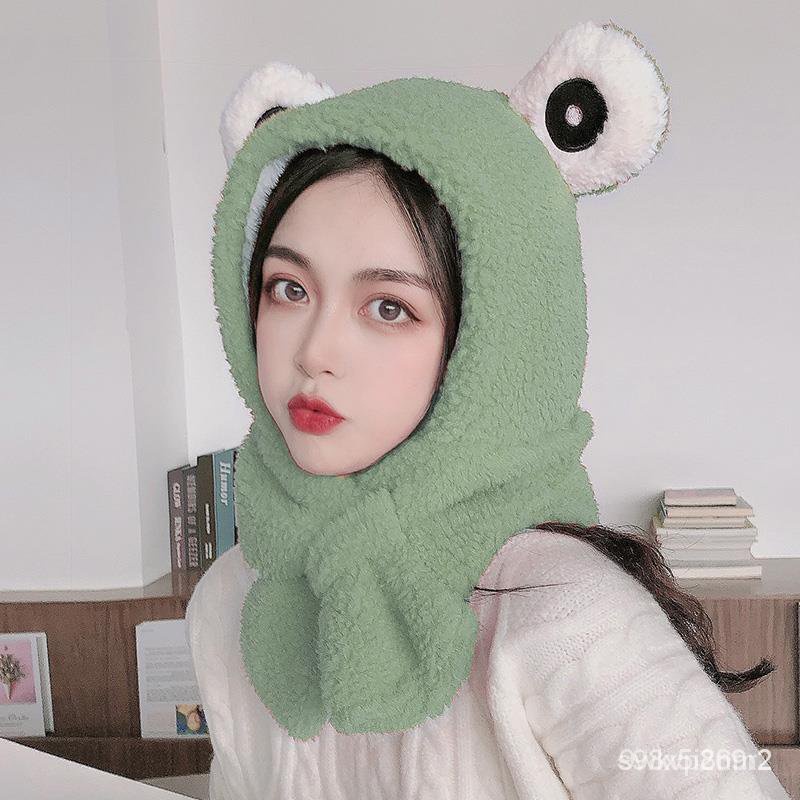 飛行帽復古加厚保暖青蛙帽子女秋冬季百搭韓版潮可愛圍脖頭套保暖圍巾一體iqdg Stbl 蝦皮購物