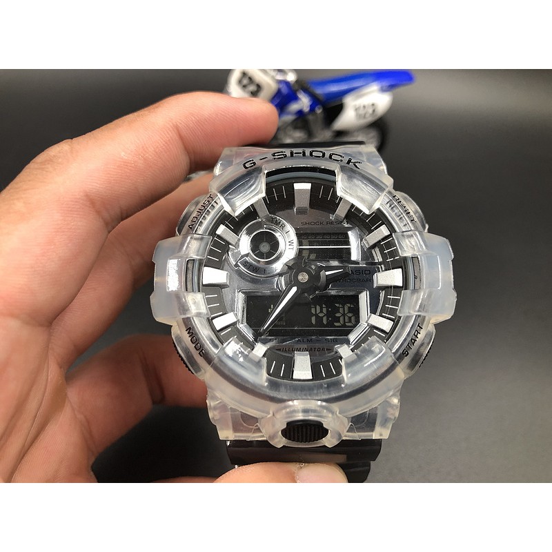 限定casio 卡西歐手錶g Shock Ga 700 透明黑冰川系列運動潛水手錶數字指針雙顯手錶附手提袋 蝦皮購物
